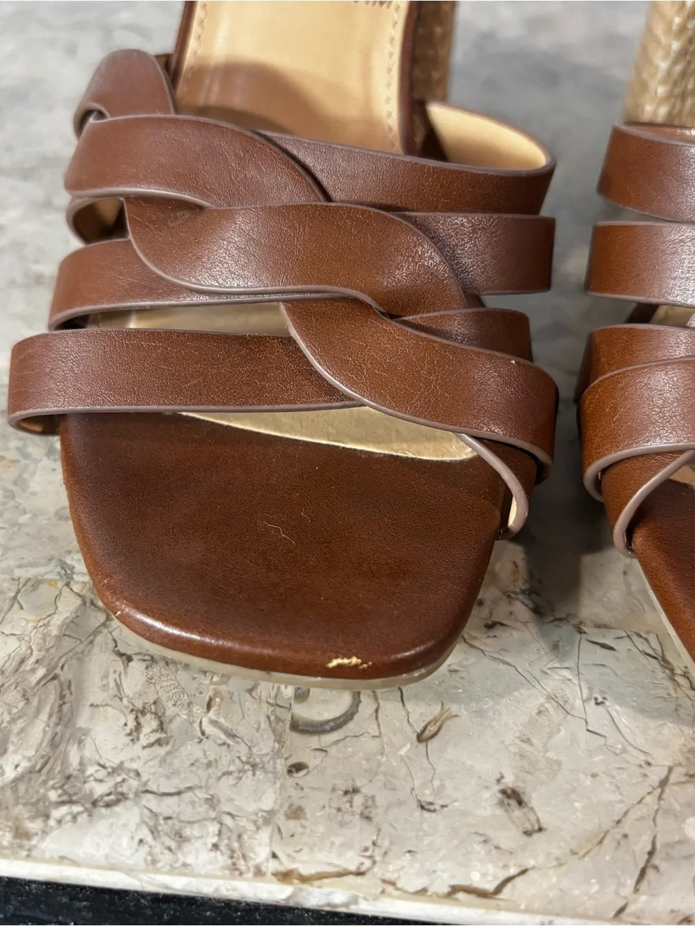 LC Lauren Conrad Bluegum Brown High Heel Sandals Size 6